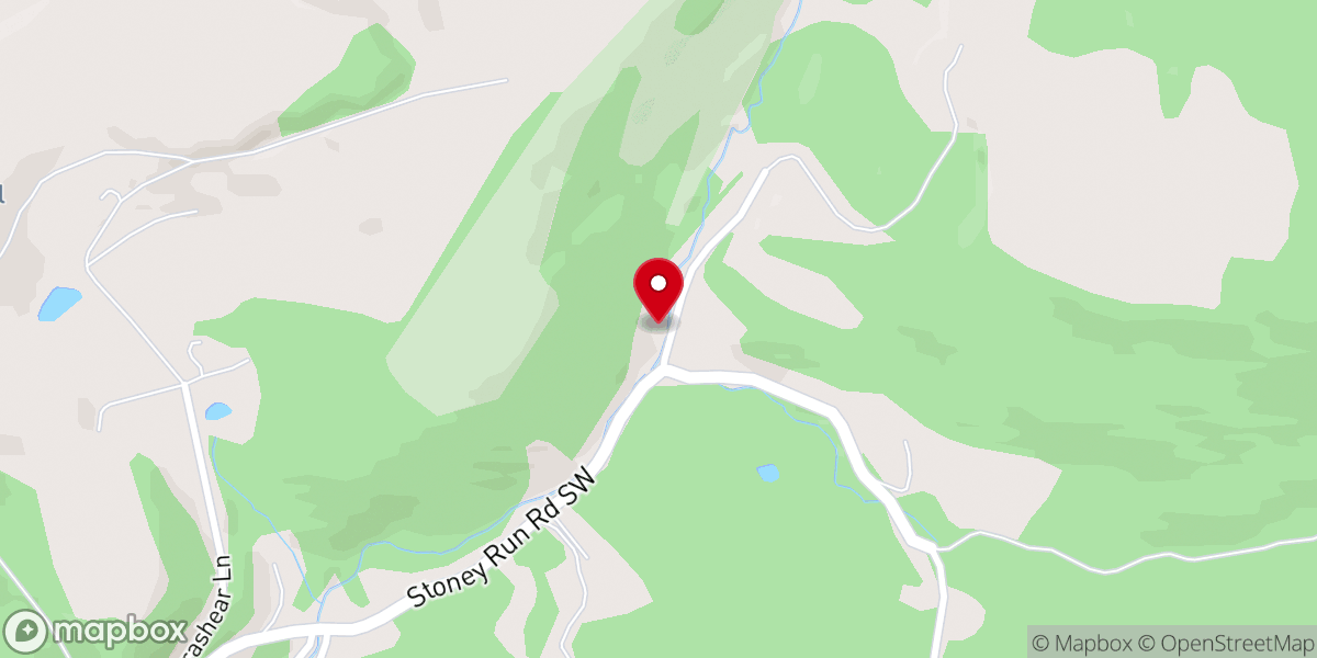 Map showing location of Stoney Run Baptist Church