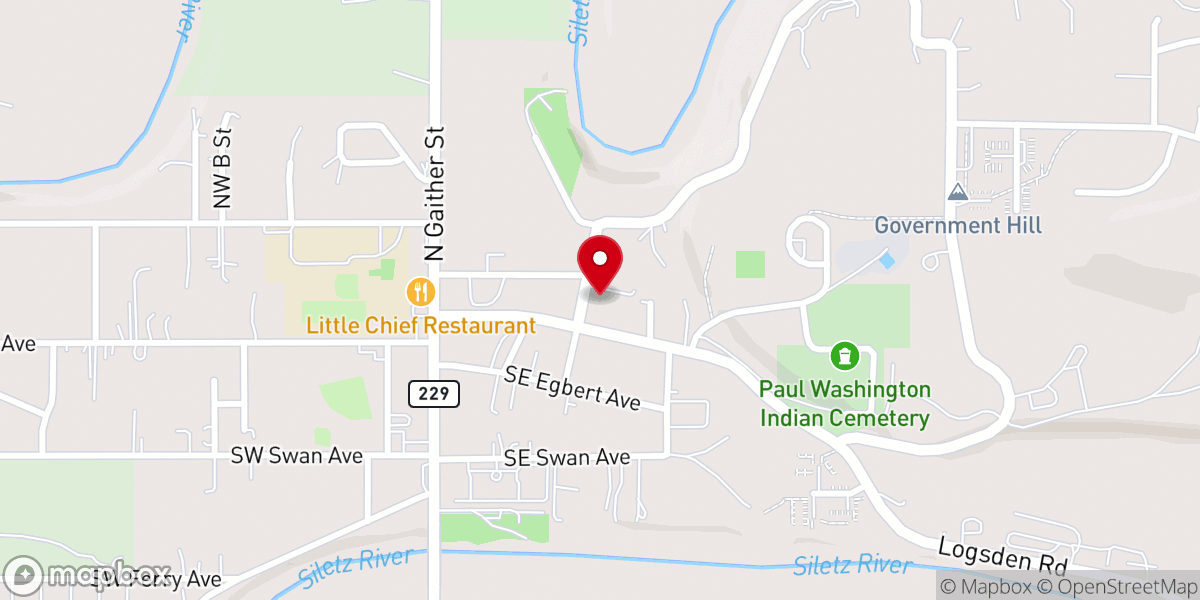Map showing location of Siletz Gospel Tabernacle