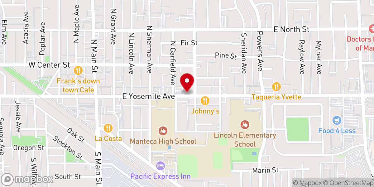 Map showing location of Central Valley Korean Church
