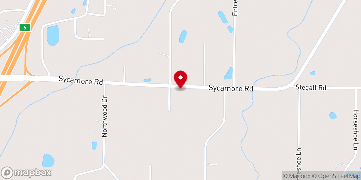 Map showing location of Sycamore Baptist Church
