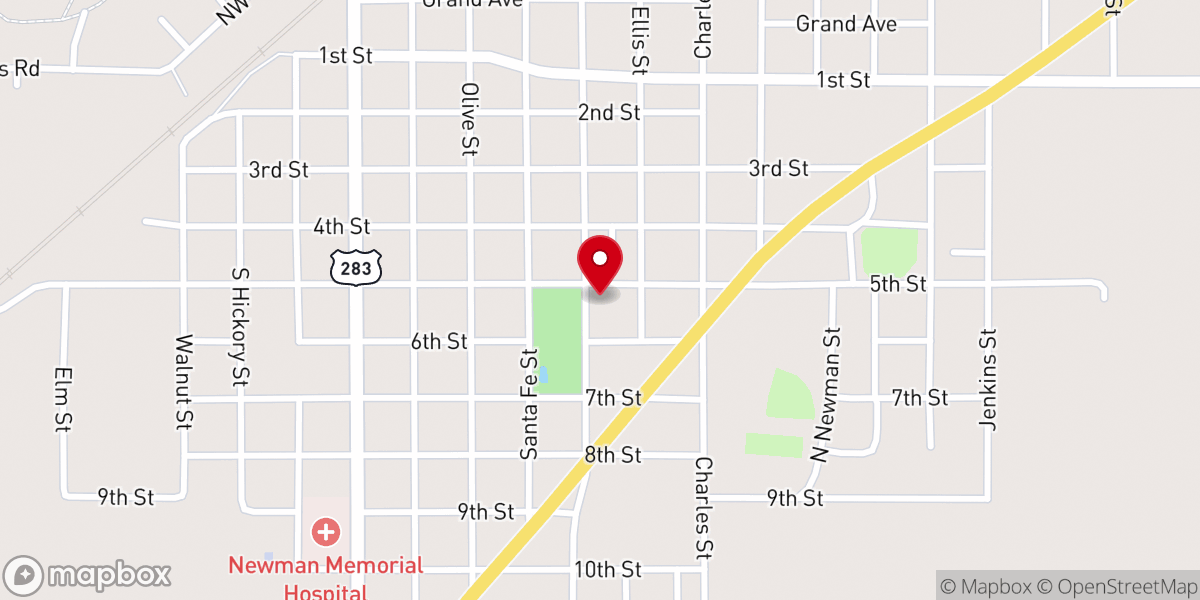 Map showing location of Ellis County Food Bank - Seventh Day Adventist Church