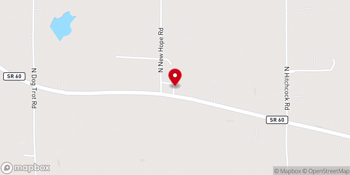 Map showing location of New Hope United Methodist Church