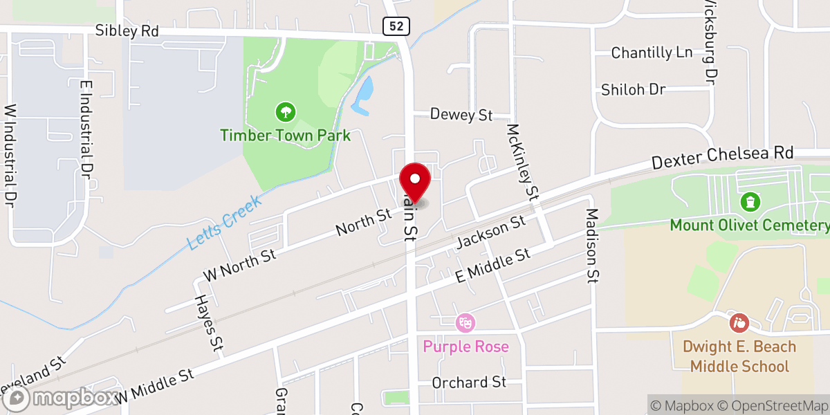 Map showing location of Main Street Church