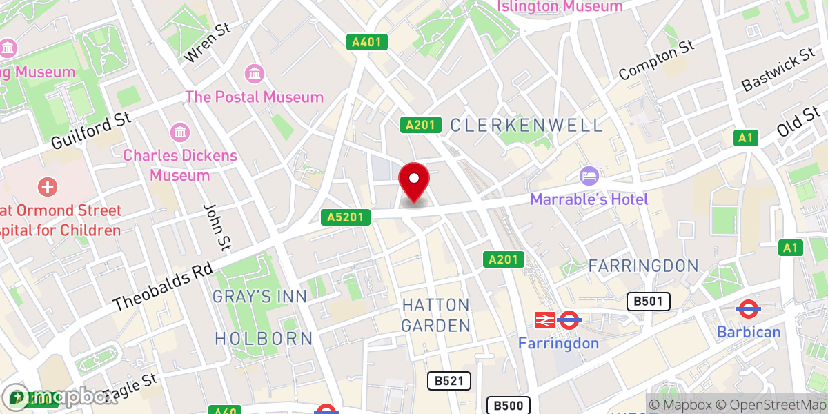 Map showing location of St. Peter's Italian Catholic Church