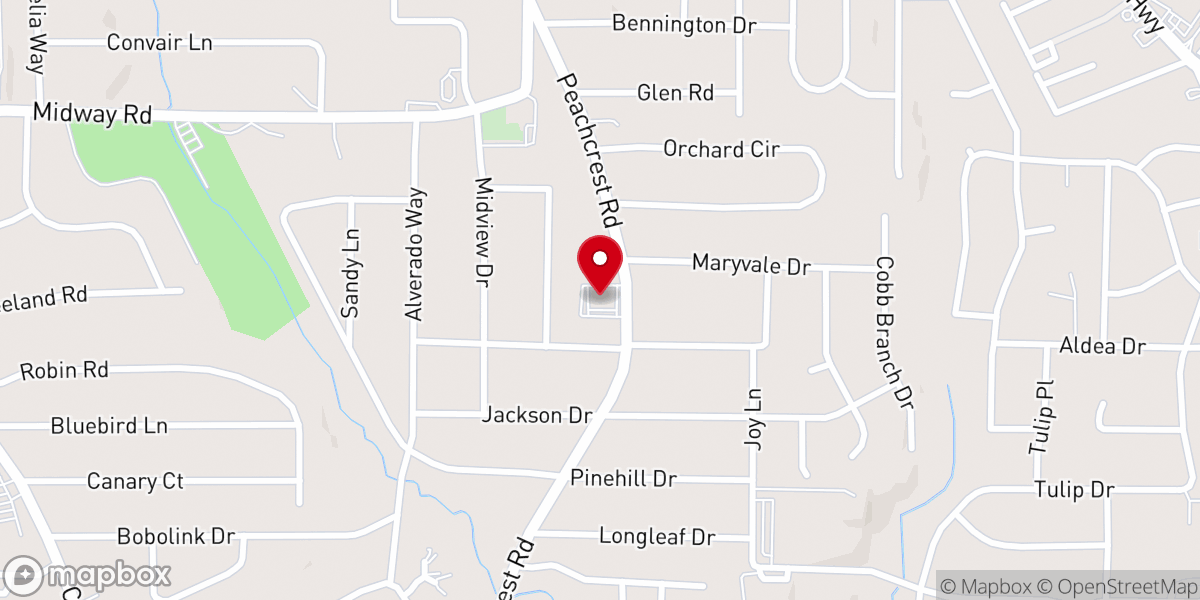 Map showing location of Atlanta Bible Baptist Church