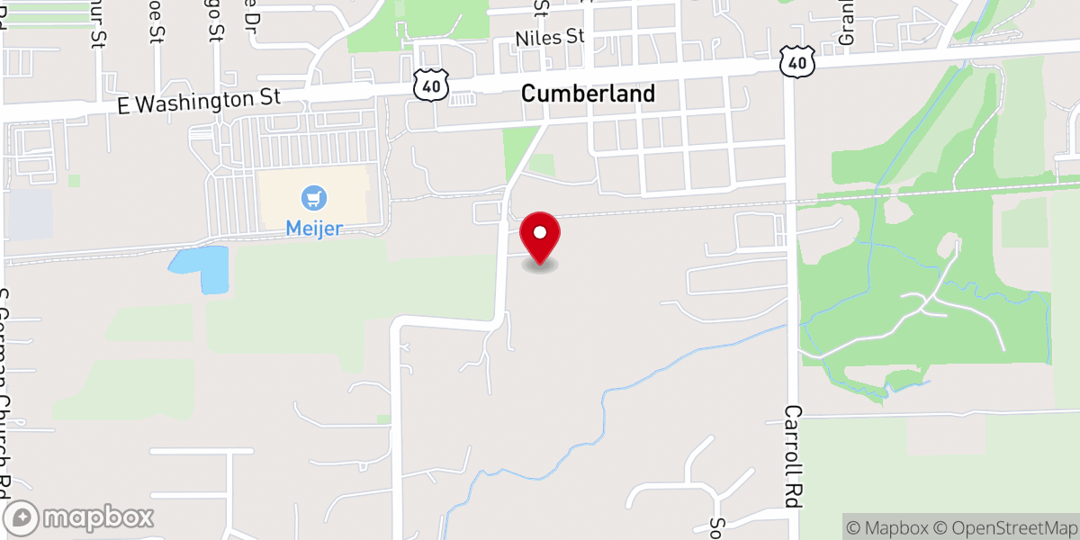 Map showing location of Buck Creek Baptist Church