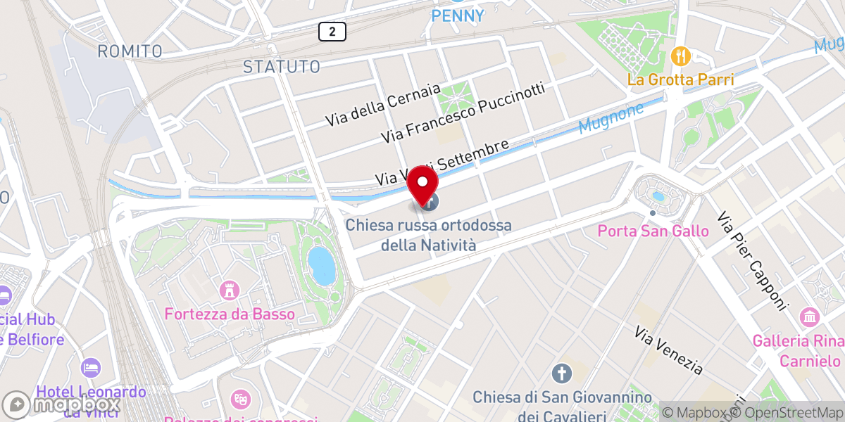 Map showing location of Chiesa della Natività di Cristo