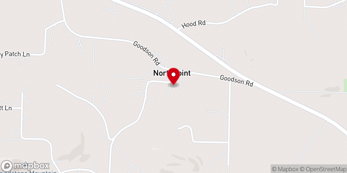 Map showing location of North Point Baptist Church