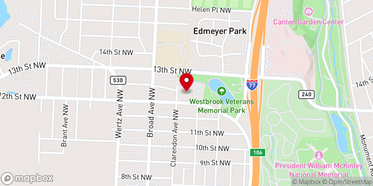Map showing location of First Evangelical United Brethren Church