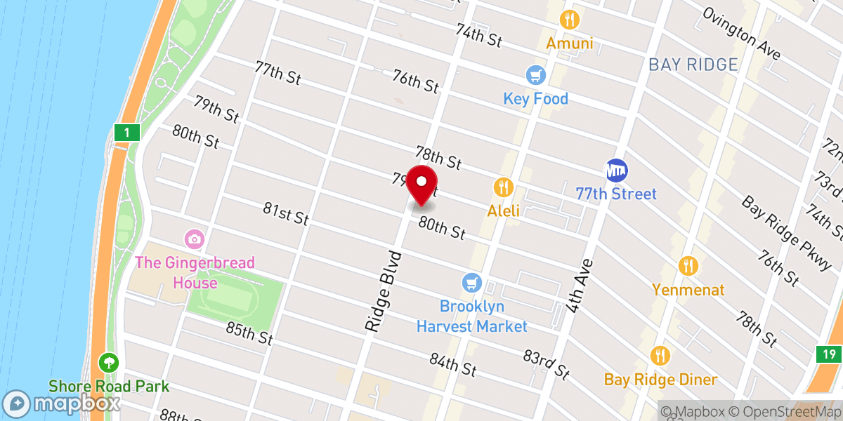 Map showing location of Union Church of Bay Ridge