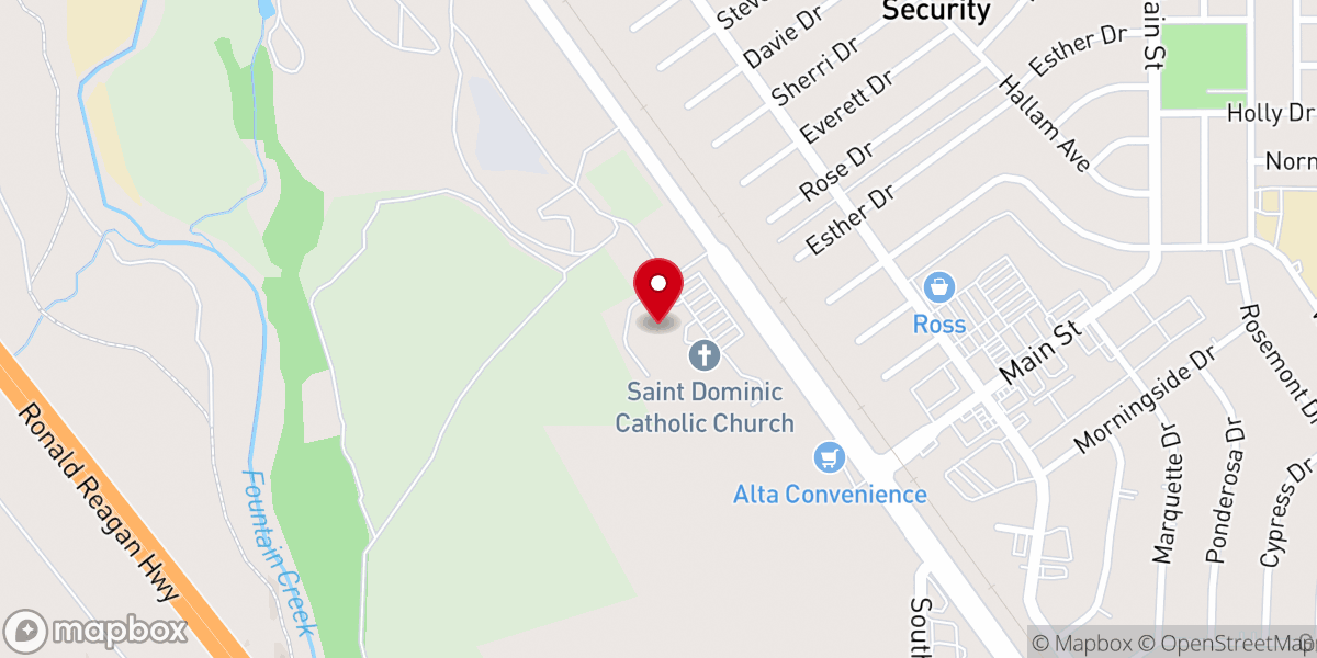 Map showing location of Saint Dominic Catholic Church - Food Distribution Center