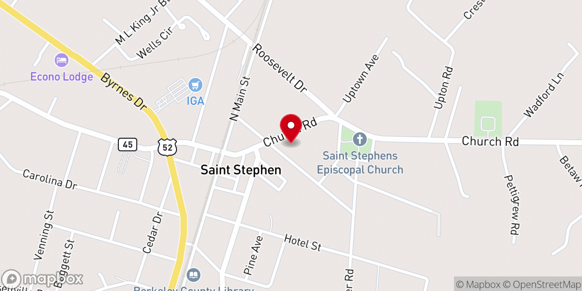 Map showing location of St Stephen Evangelical Church