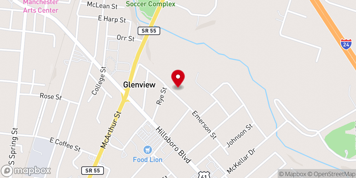 Map showing location of Manchester Church of God In Christ