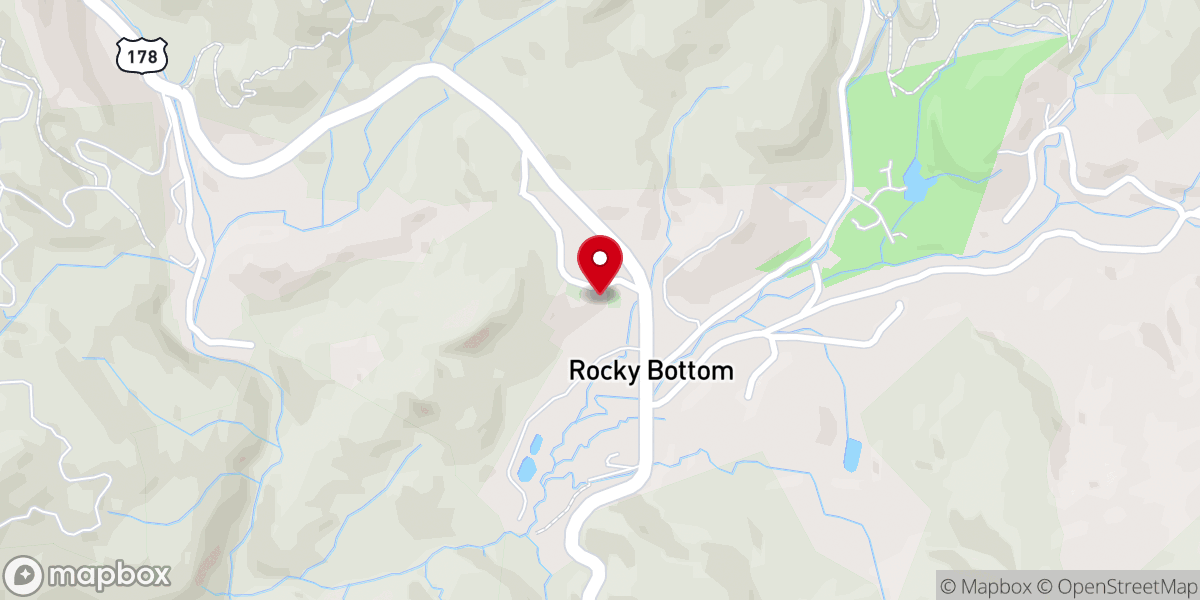 Map showing location of Rocky Bottom Independent Baptist Church
