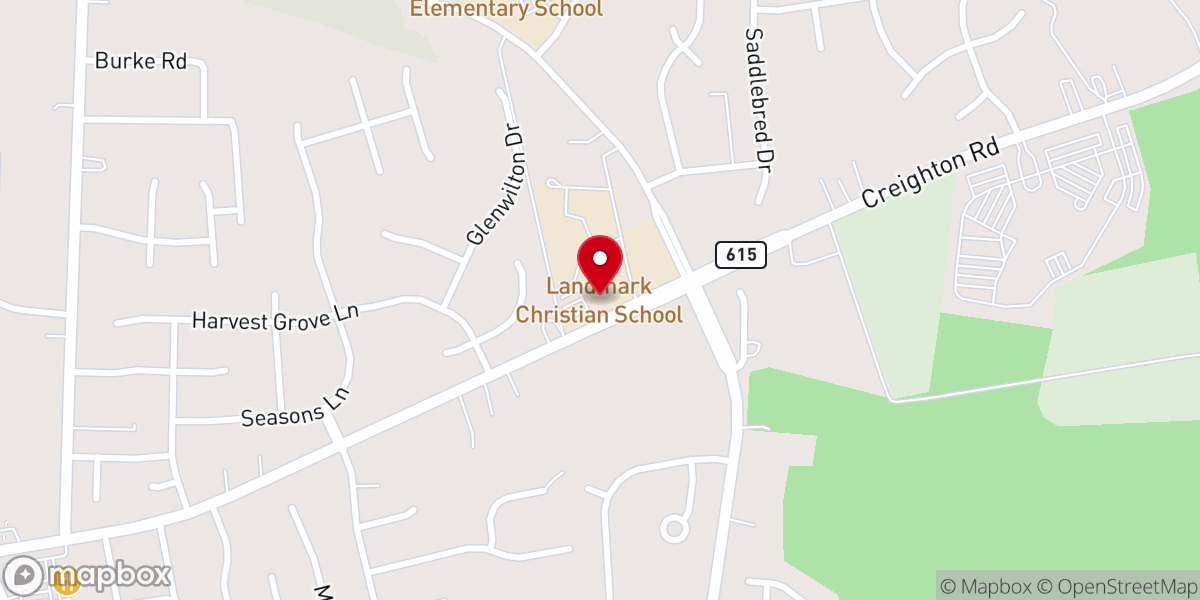 Map showing location of Landmark Baptist Church