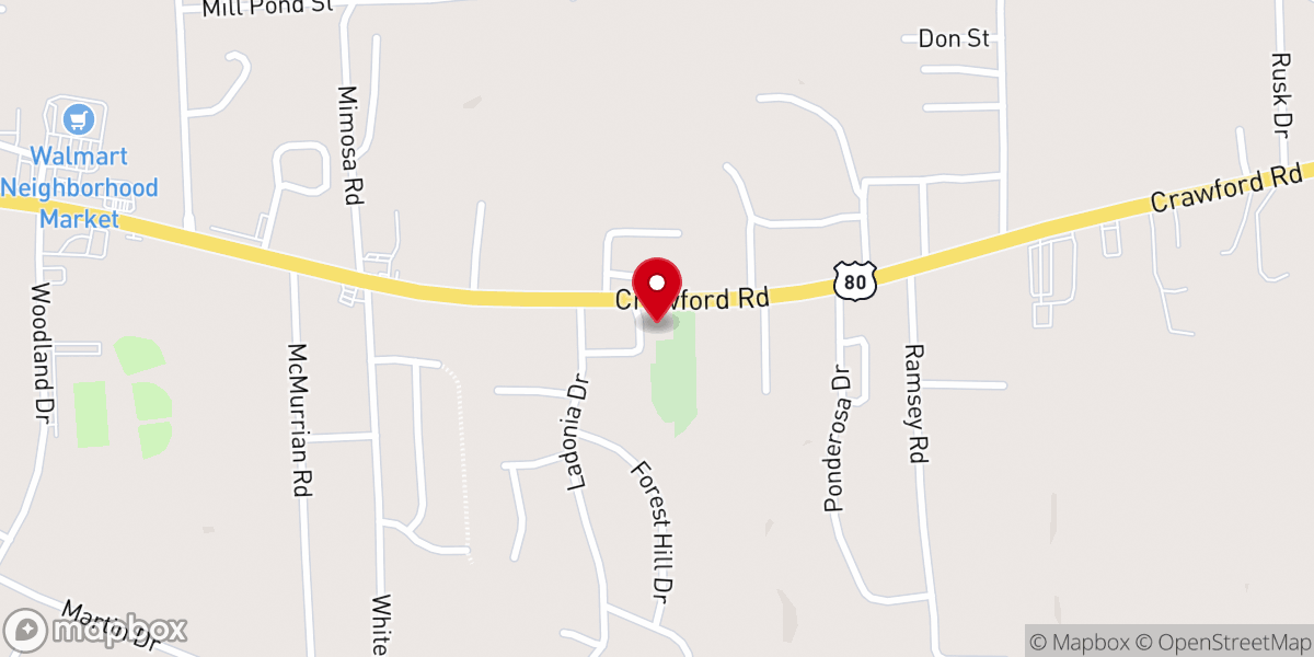 Map showing location of Ladonia Baptist Church