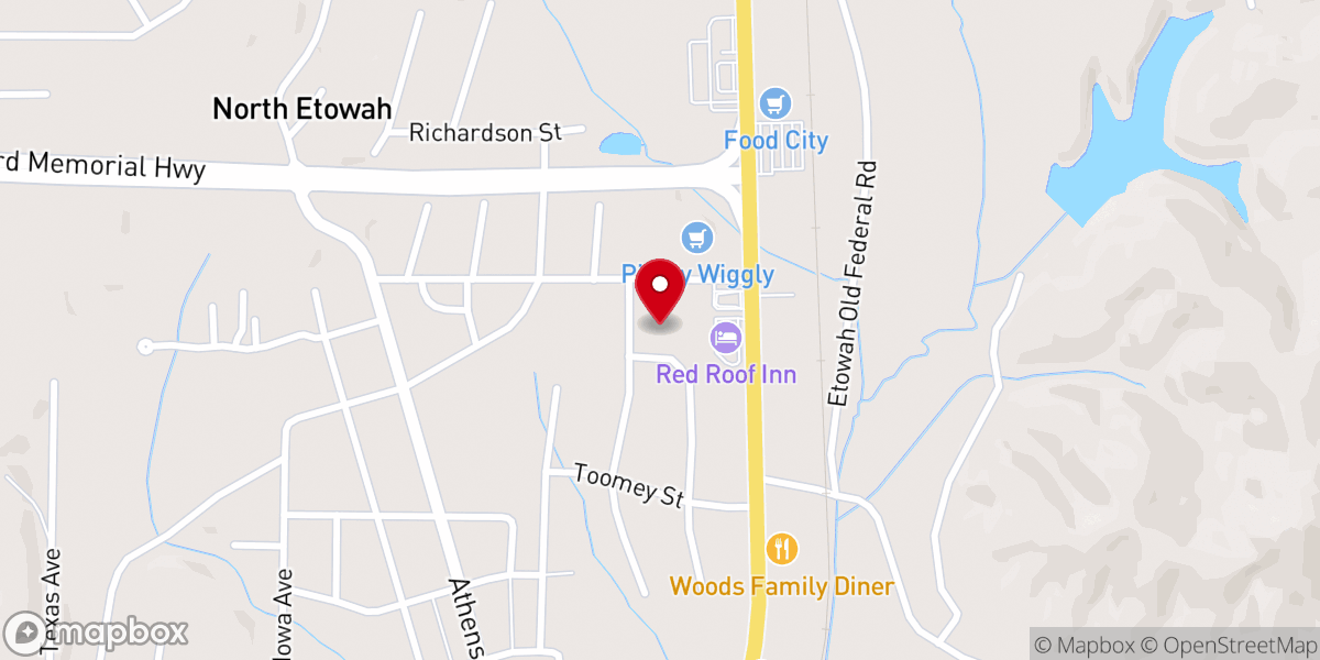 Map showing location of Hillcrest Church