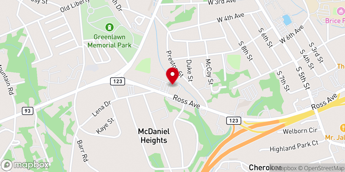 Map showing location of Jones Avenue Baptist Church