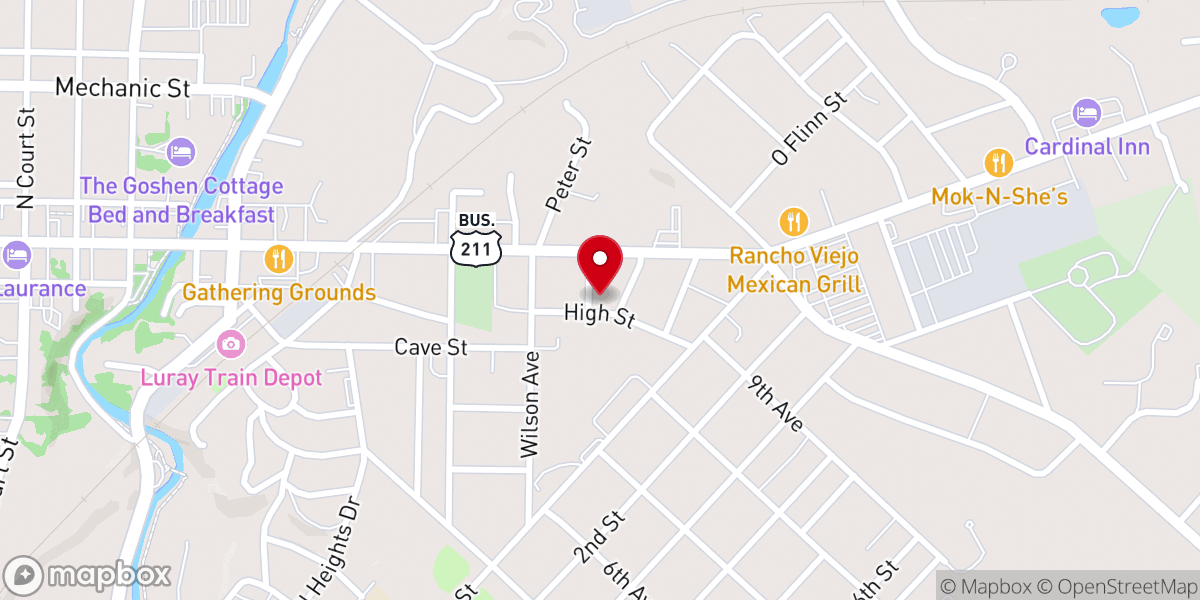 Map showing location of Luray Church of the Brethren