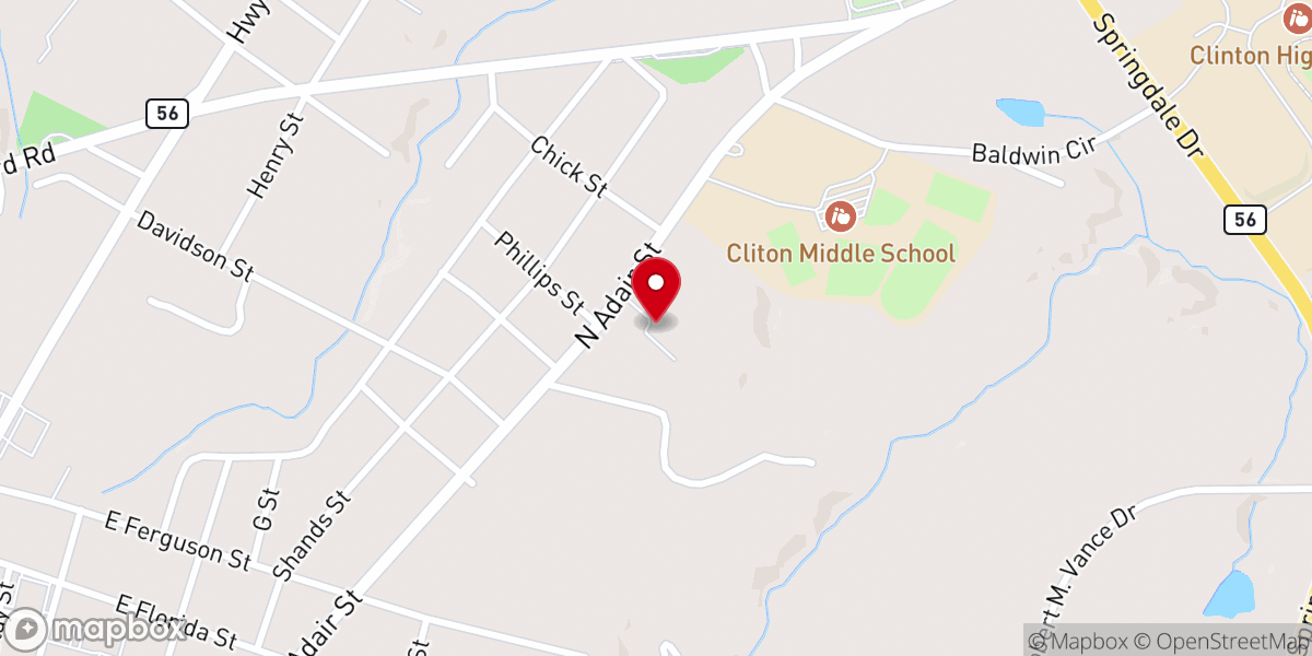 Map showing location of Community Baptist Church