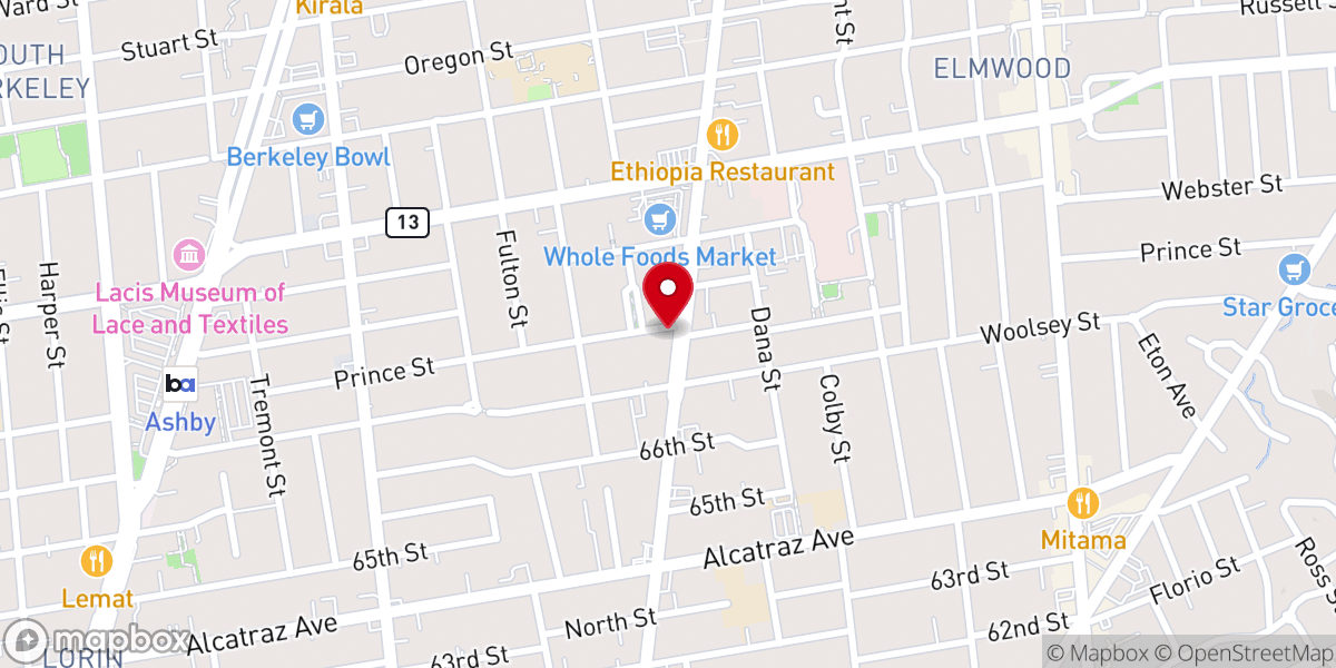 Map showing location of Fares Prophetic Church-Ethiopian Church in Oakland CA