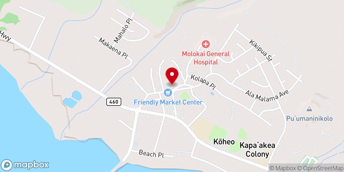 Map showing location of St. Damien of Molokai Church
