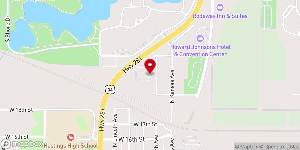 Map showing location of Hastings Evangelical Free Church