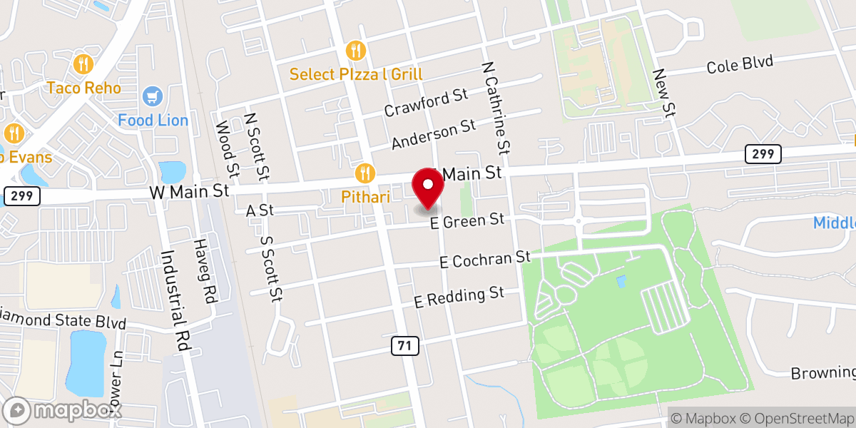 Map showing location of Saint Anne's Episcopal Church, Middletown, Delaware