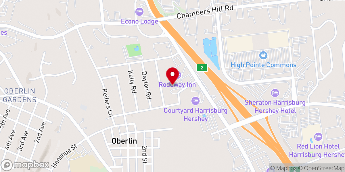 Map showing location of Unitarian Church of Harrisburg