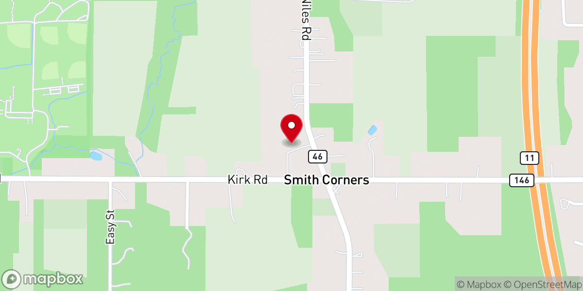 Map showing location of Smith Corners Community Church