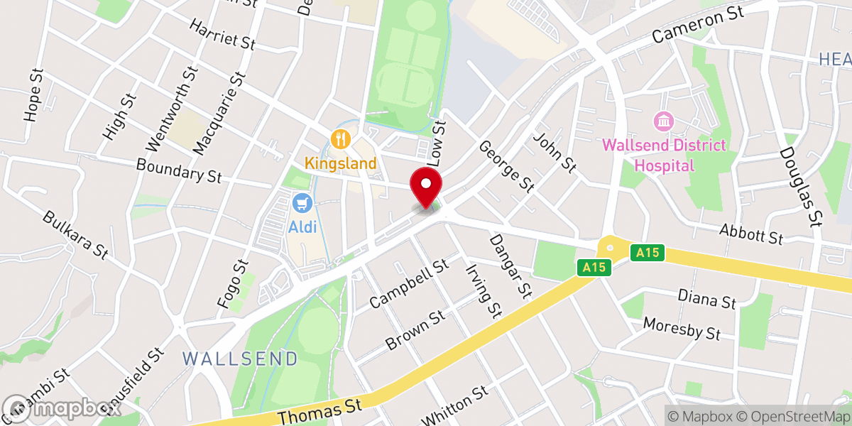 Map showing location of Wallsend Baptist Church