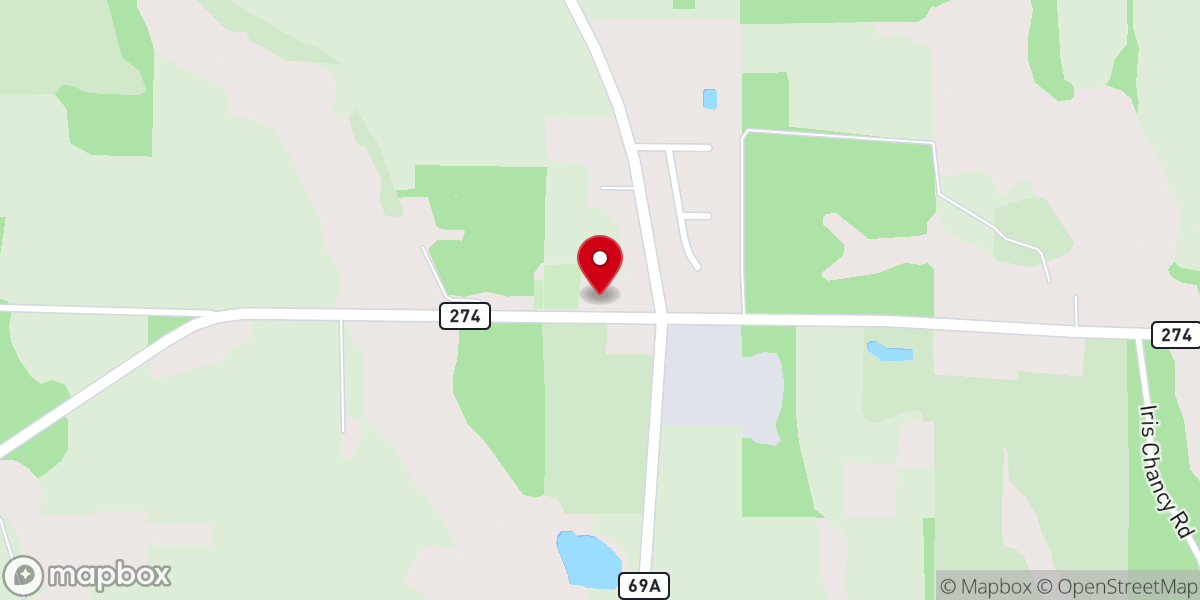 Map showing location of Sunny Hill Church