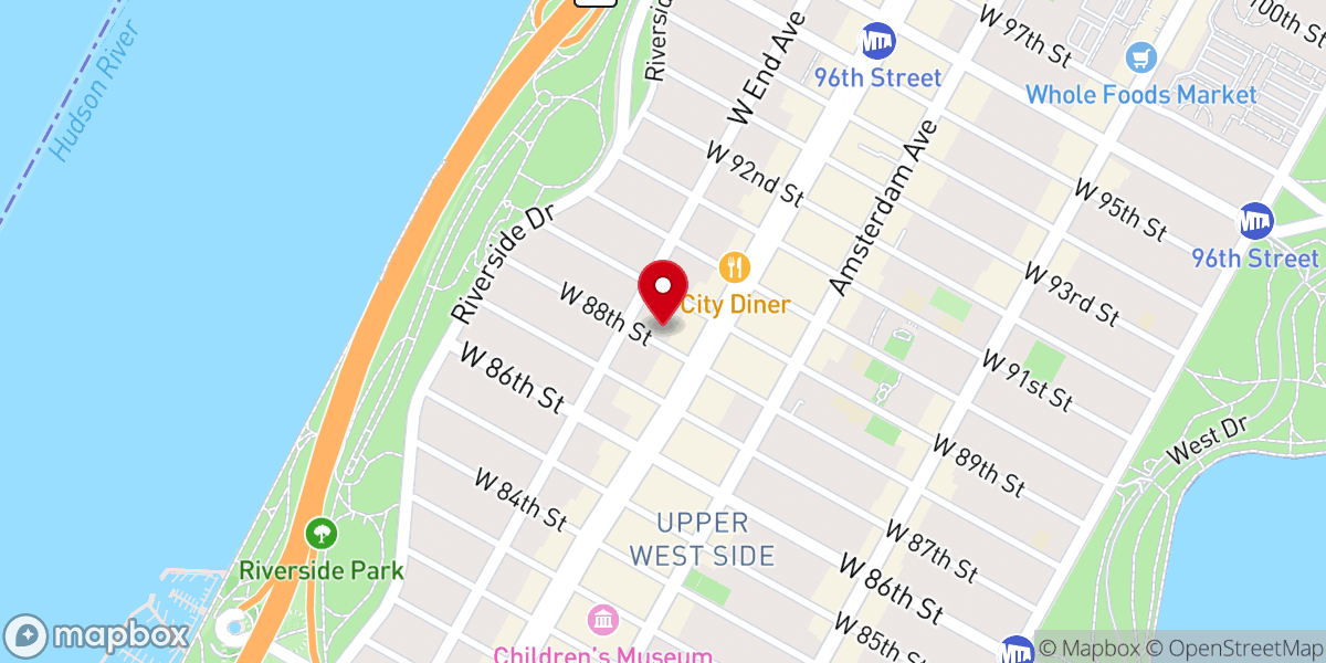 Map showing location of Congregation B'nai Jeshurun