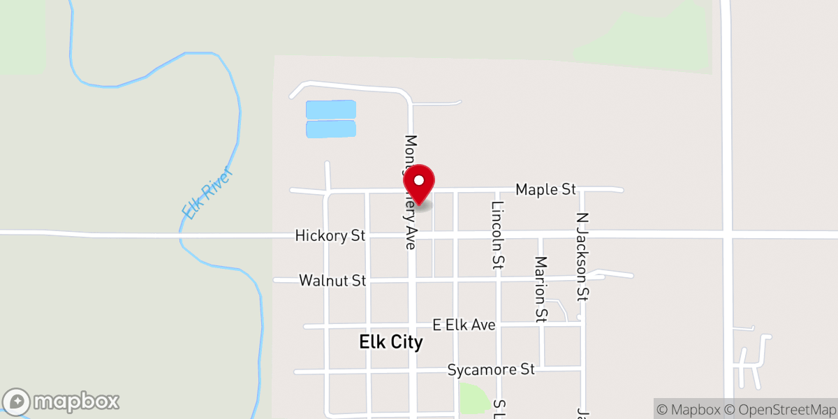 Map showing location of Elk City City Hall