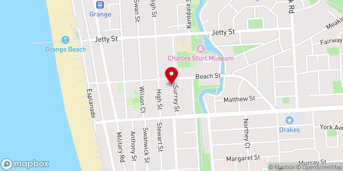 Map showing location of Grange Baptist Church