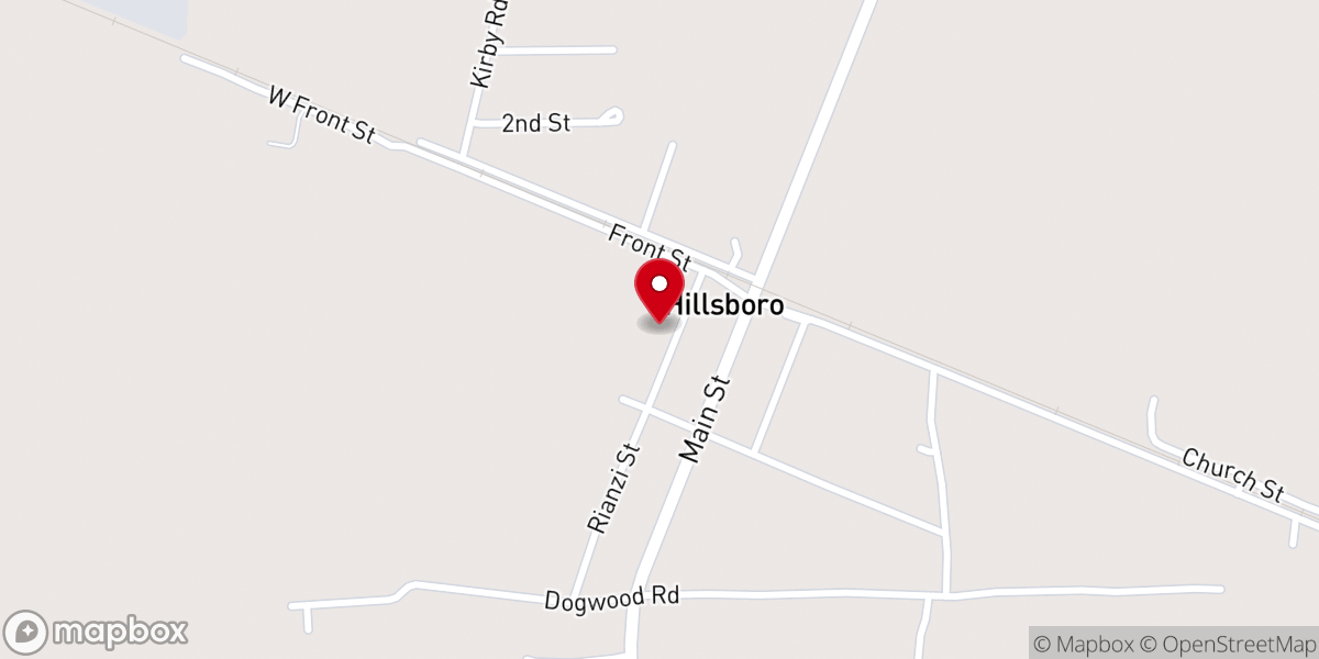 Map showing location of Hillsboro Baptist church