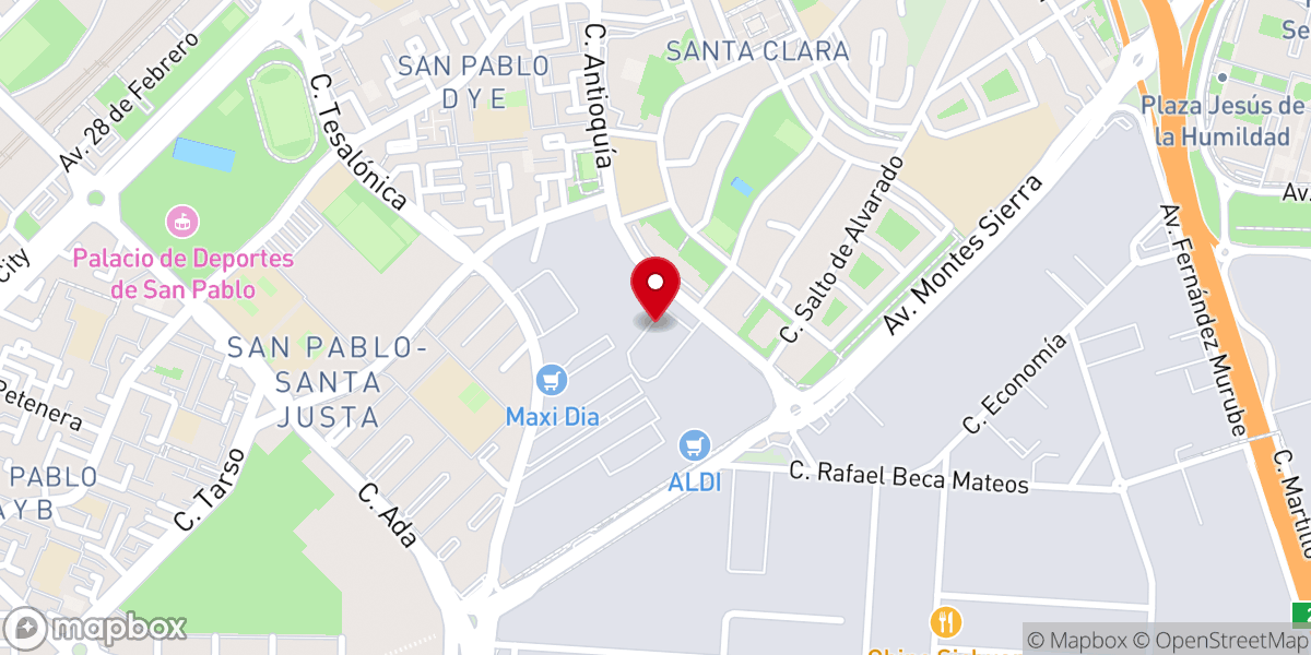 Map showing location of Iglesia Cristiana Evangélica C.C. Betania Sevilla