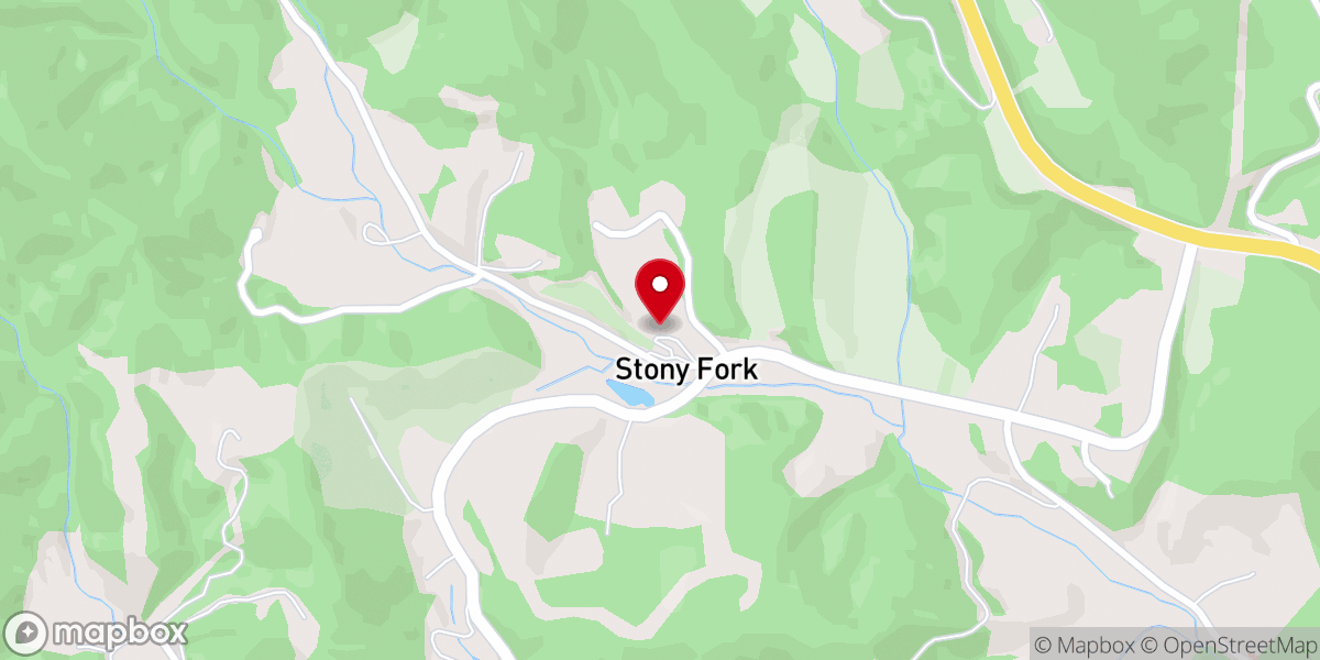Map showing location of Stony Fork Church