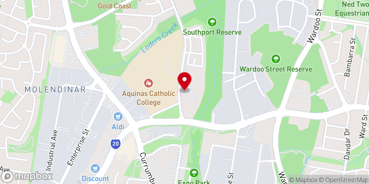 Map showing location of Southport Catholic Parish