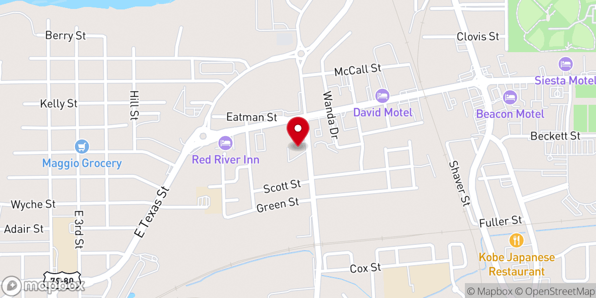 Map showing location of Bossier Baptist Church