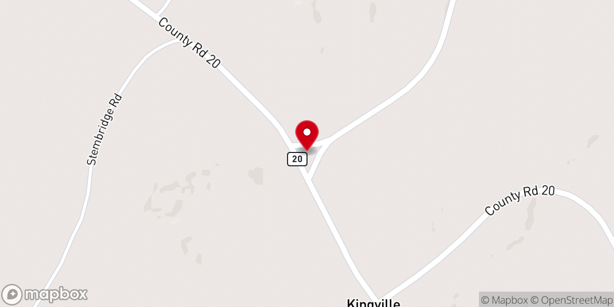 Map showing location of Kingville Church