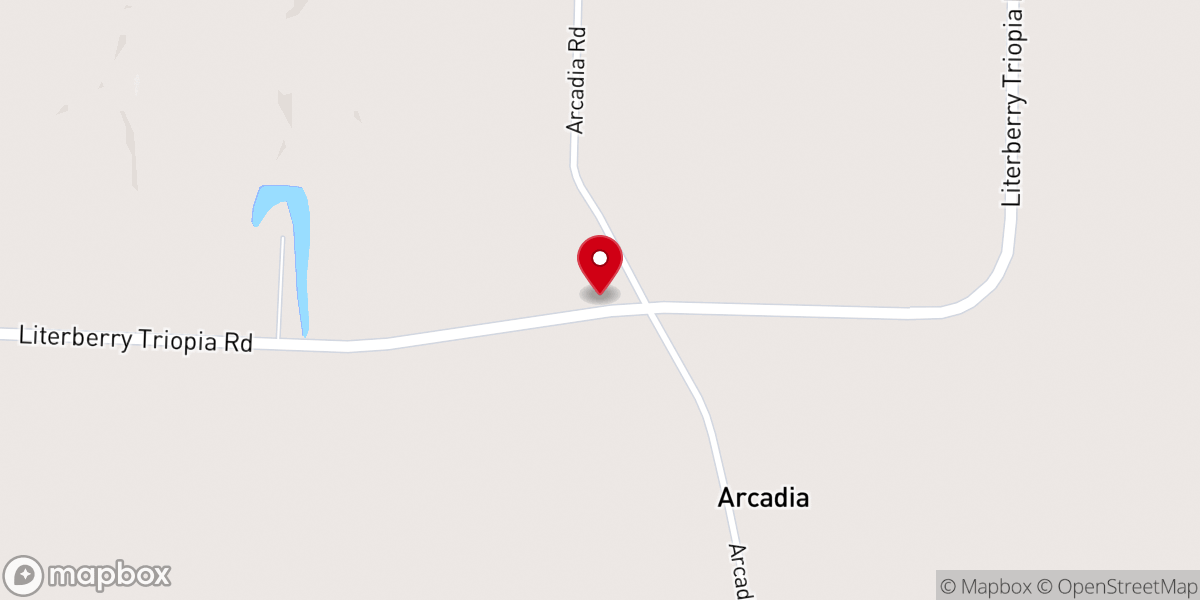 Map showing location of Arcadia Church