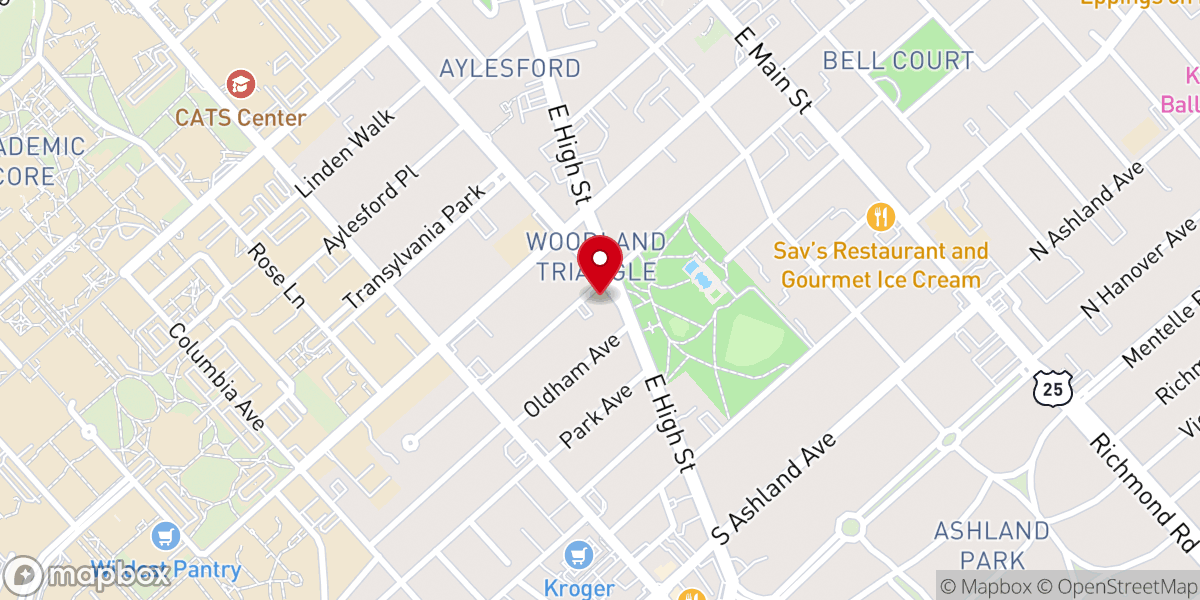 Map showing location of Woodland Christian Church