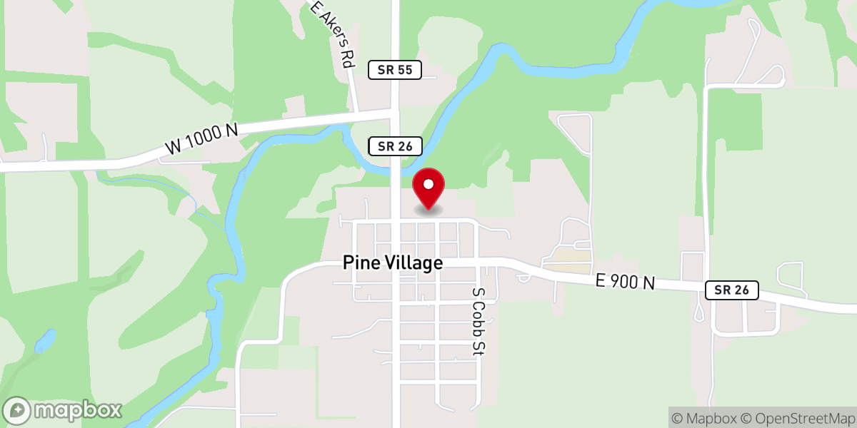 Map showing location of Pine Village Bible Church