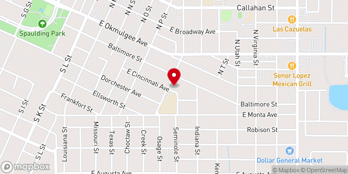 Map showing location of Calvary Baptist Church