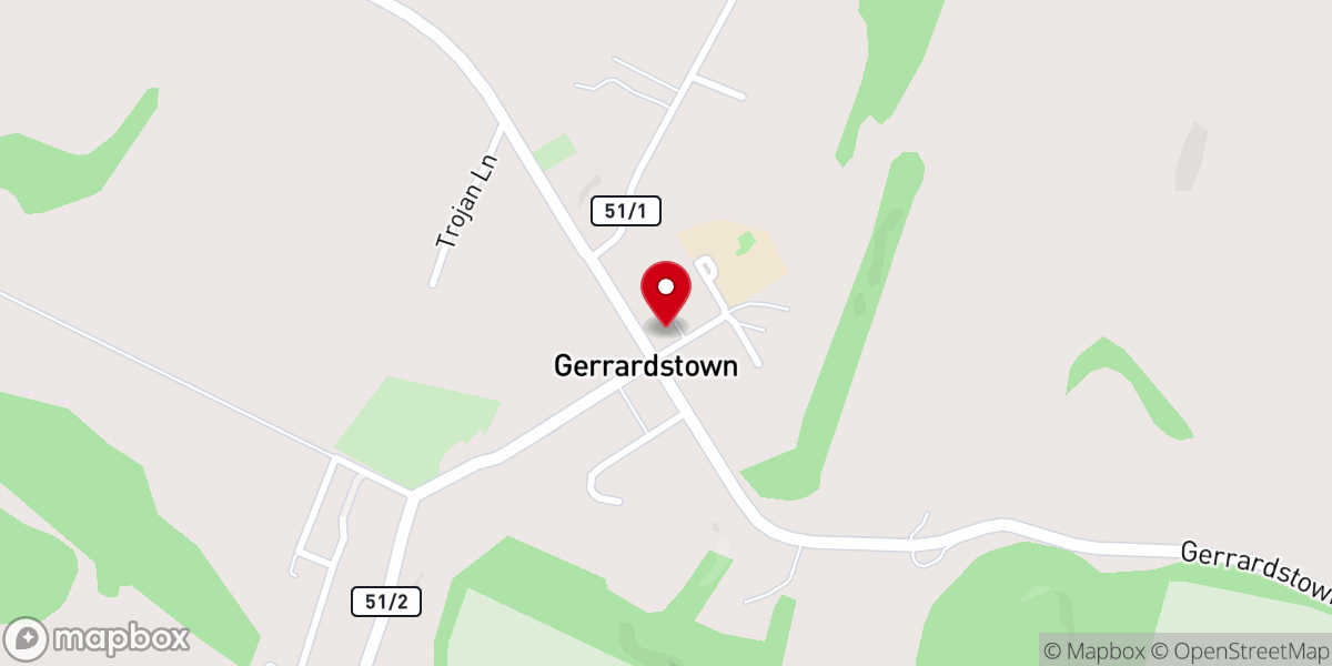 Map showing location of Gerrardstown United Methodist