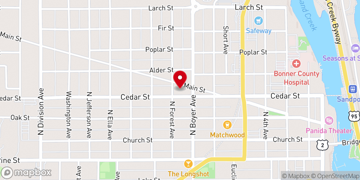 Map showing location of Sandpoint United Methodist Church
