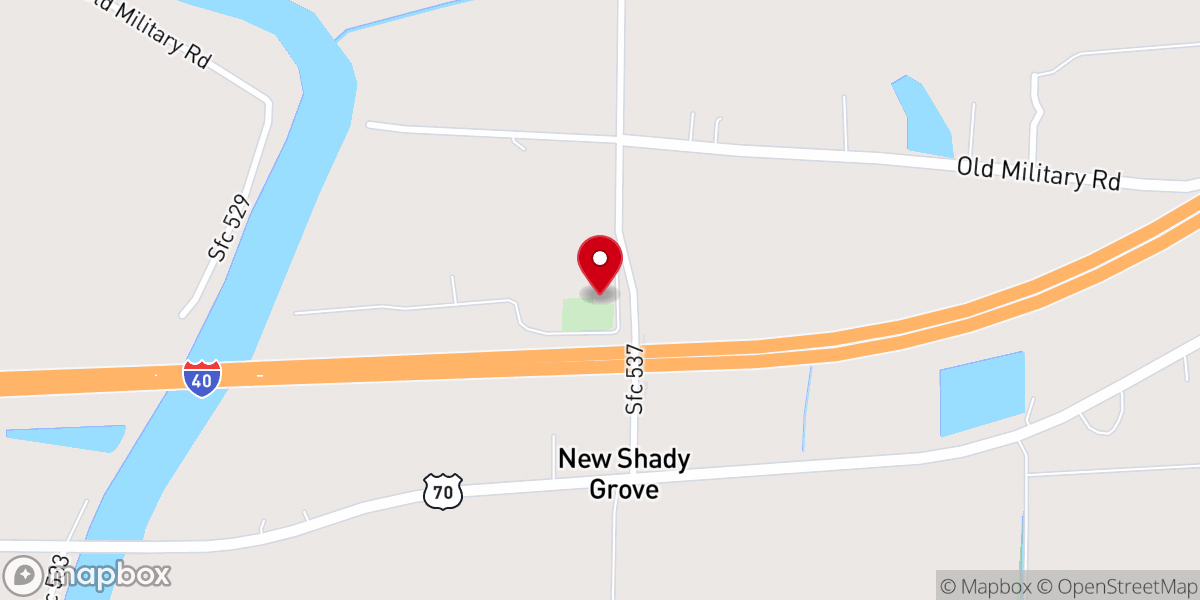 Map showing location of New Shady Grove Church