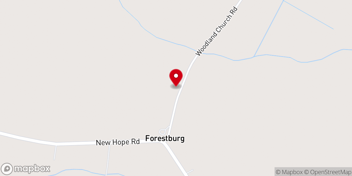 Map showing location of Oak Hill Church