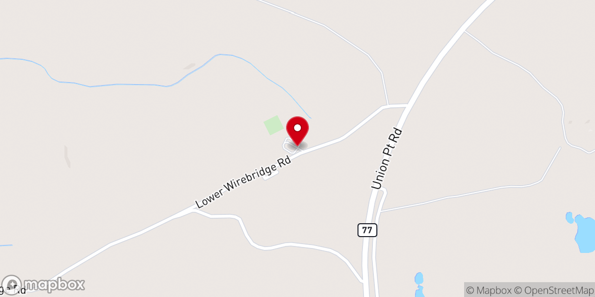 Map showing location of Oconee Baptist Church